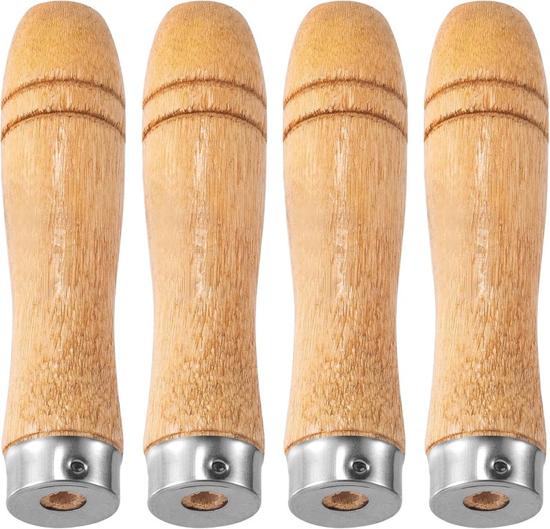ANCIRS 4pcs Wooden File Handle with Strong Metal Collars, Large Wood Handle for 10"-12" File - Image 1